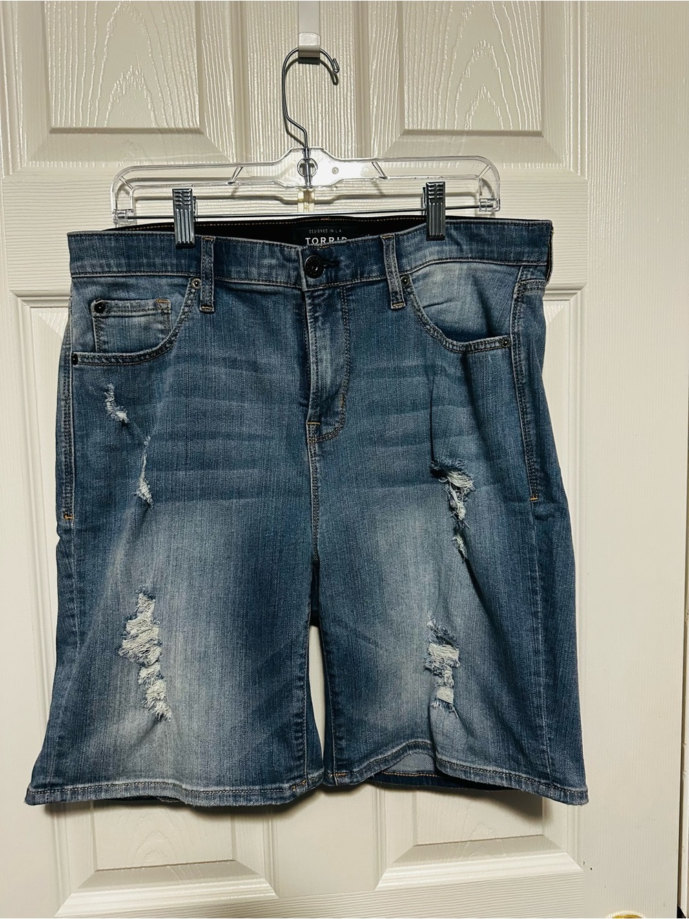 Torrid Jean Distressed Denim Bermuda Shorts size 16